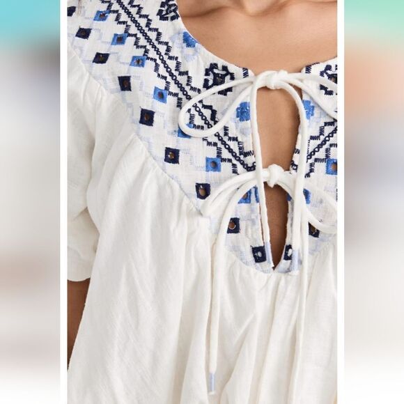 NWT Free People Joni Embroidered Crop Top in Ivory Size Small - Picture 8 of 11